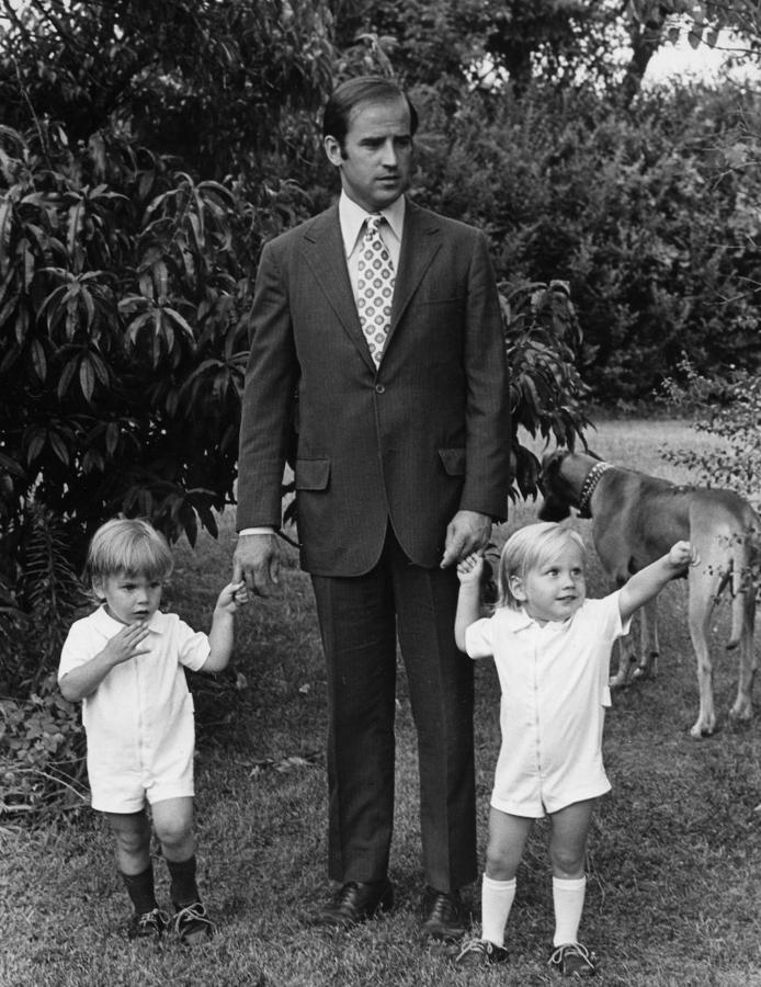 El candidato demócrata, junto a sus hijos en 1972