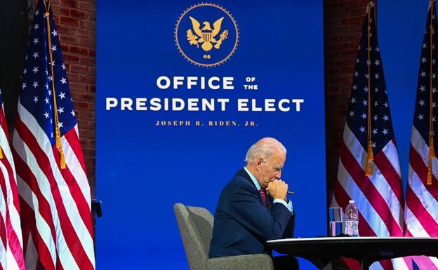 Joe Biden participó el lunes en una reunión virtual con la Conferencia de Alcaldes de Estados Unidos en el Queen de Wilmington, Delaware./AFP