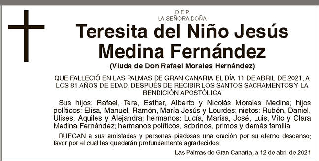 Teresita del Niño Jesús Medina Fdez.