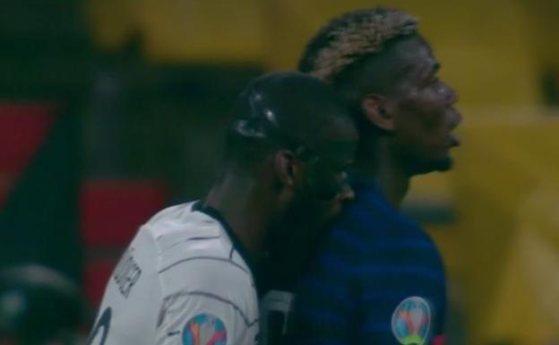 El VAR no vio ningún intento de morder a Pogba de Rüdiger