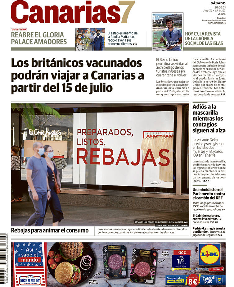 Vea la portada de CANARIAS7 de este sábado 26 de junio ...