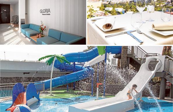 Imágenes de diferentes estancias de este icónico hotel en San Augusto como 'Splash', Talasoterapia y Garbia. 