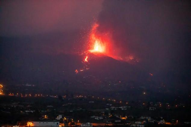 Volcán de La Palma por la noche. 