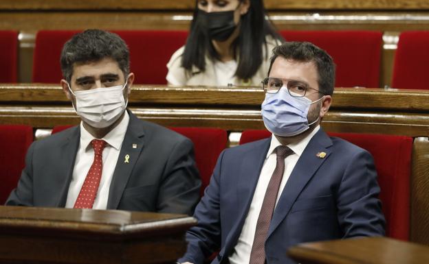 El presidente de la Generalitat, Pere Aragonès y el vicepresidente, Jordi Puignerò./ep