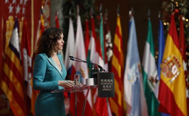 La presidenta de la Comunidad de Madrid, Isabel Díaz Ayuso, preside los actos conmemorativos del 43º aniversario de la Constitución