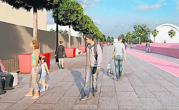 Recreación de cómo quedará el tramo que se propone peatonalizar en la Avenida de Italia, en Playa del Inglés. 