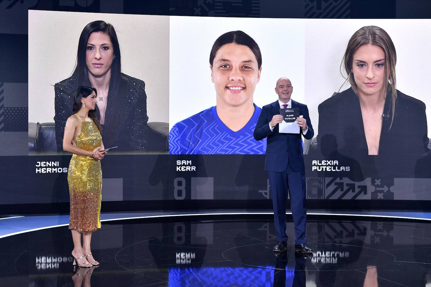 Jenni Hermoso, Sam Kerr y Alexia Putellas se disputaron el galardón a la mejor futbolista del año, que recayó en la última. 