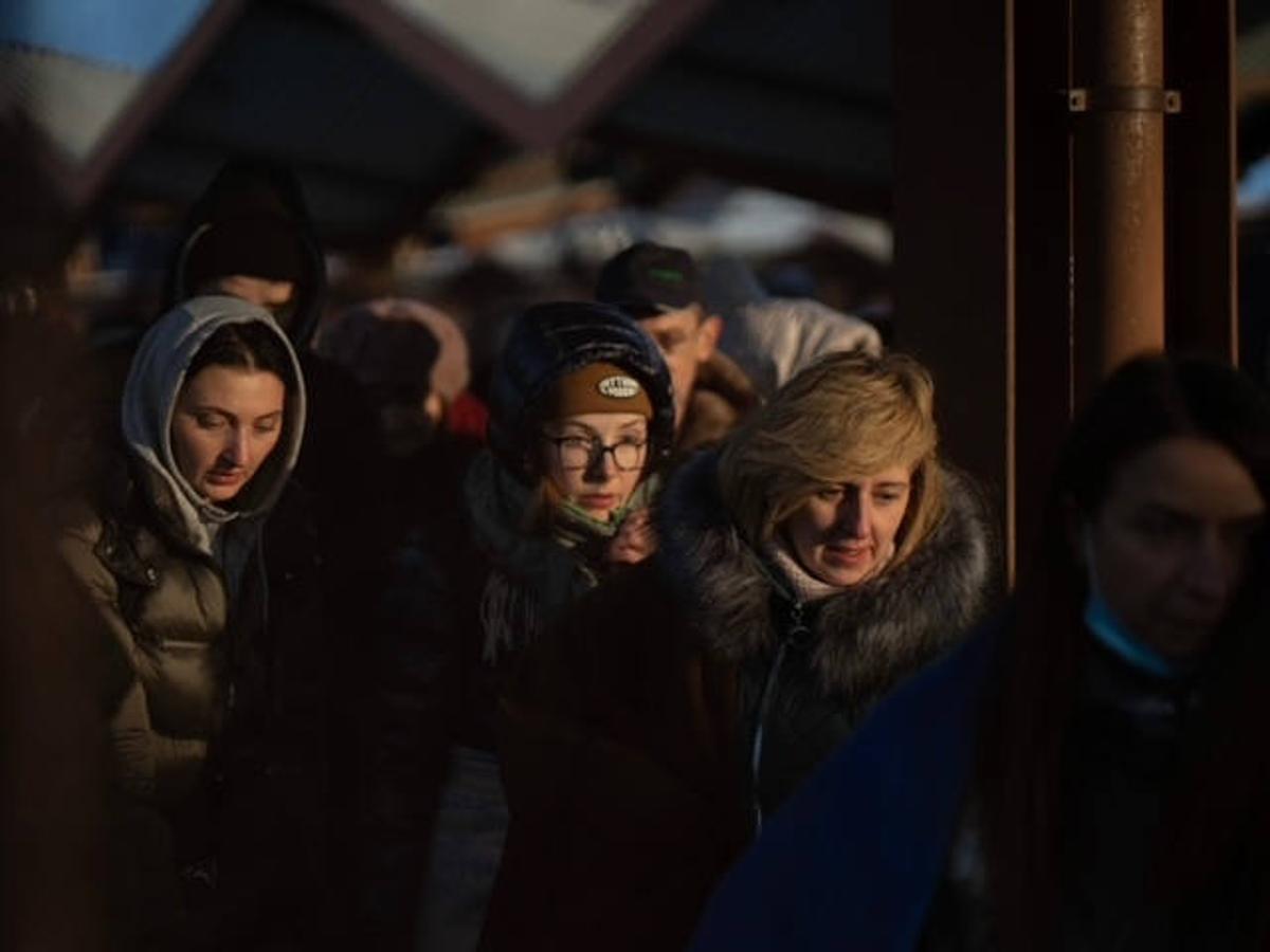 Llegada de refugiados ucranianos a Polonia.