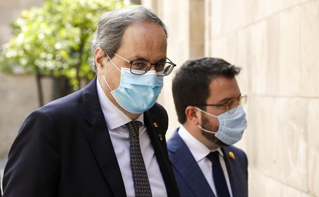 Quim Torra, con el actual presidente de la Generalitat, Pere Aragonès./EFE