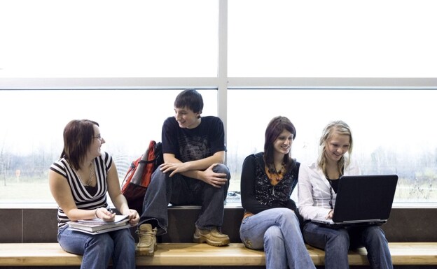 A group of students in a college