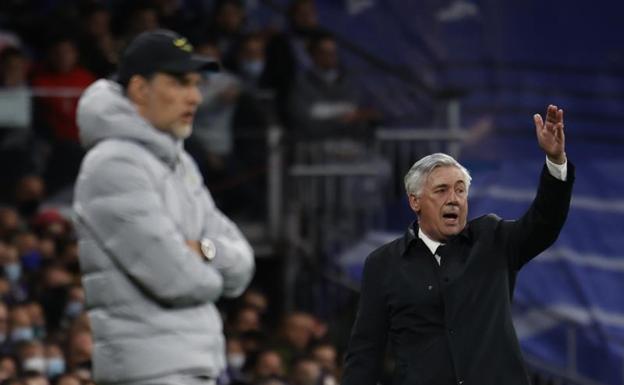 Carlo Ancelotti, durante el partido del Real Madrid contra el Chelsea en el Bernabéu. /EFE