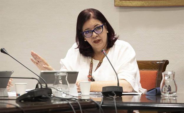 La consejera Manuela Armas durante su comparecencia este martes en comisión parlamentaria. 