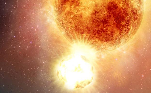 Recreación de la explosión registrada por la supergigante roja Betelgeuse./NASA / ESA / Elizabeth Wheatley (STScI)
