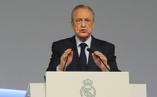 Florentino Pérez, en la asamblea de compromisarios del Real Madrid. /efe