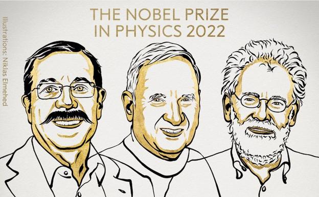 Los investigadores Alain Aspect, John Clauser y Anton Zeilinger.