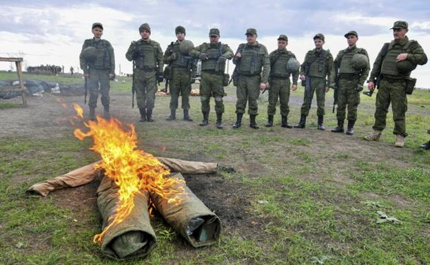 Entrenamiento de efectivos rusos en la región de Rostov-on-Don. 