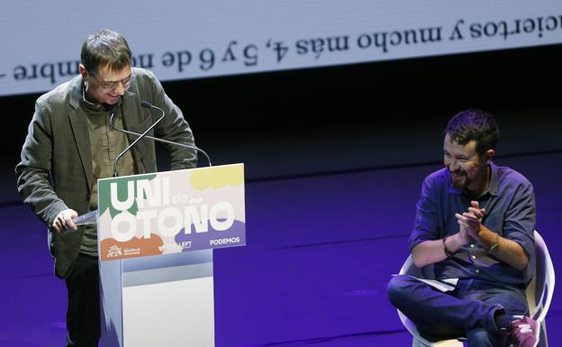 Los cofundadores de Podemos Juan Carlos Monedero y Pablo Iglesias en la 'Uni de otoño' del partido./EFE