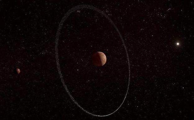 Artist's conception of the Quaoar and its ring